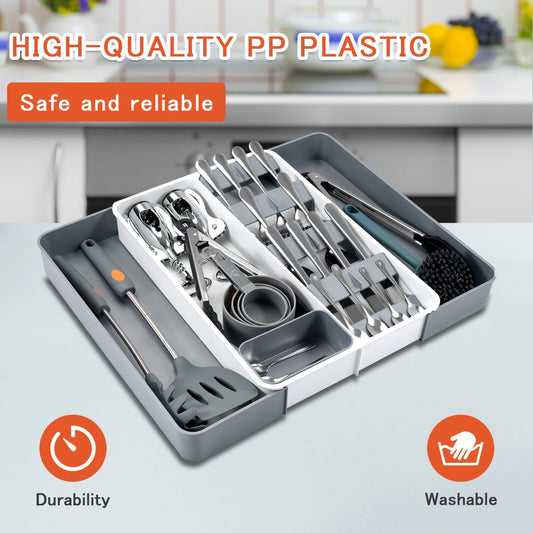 Reviday Erweiterbarer Schubladen-Organizer, vielseitiger Küchenutensilien-Organizer