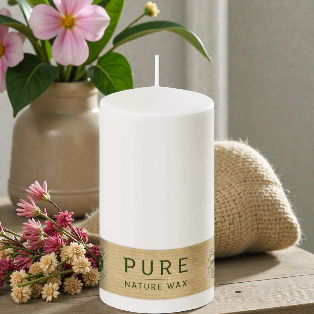 4er Set Pure nachhaltige Kerze 130x60 mm von Richard Wenzel Weiß Natur