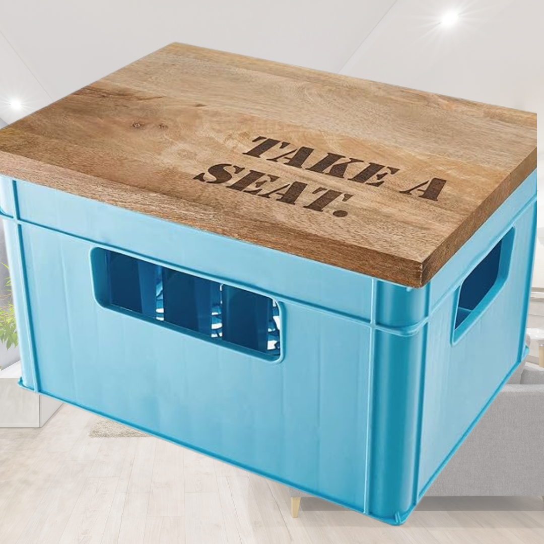 BUTLERS Bierkastensitz Sitzauflage aus Holz mobiler Hocker