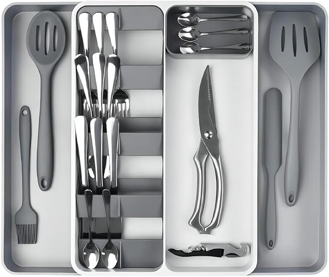 Reviday Erweiterbarer Schubladen-Organizer, vielseitiger Küchenutensilien-Organizer