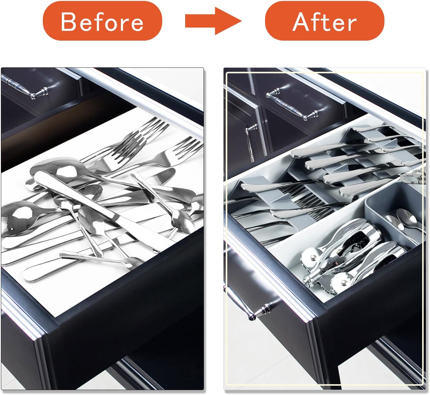 Reviday Erweiterbarer Schubladen-Organizer, vielseitiger Küchenutensilien-Organizer