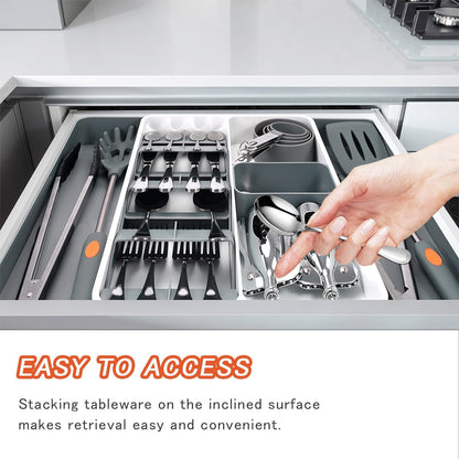 Reviday Erweiterbarer Schubladen-Organizer, vielseitiger Küchenutensilien-Organizer