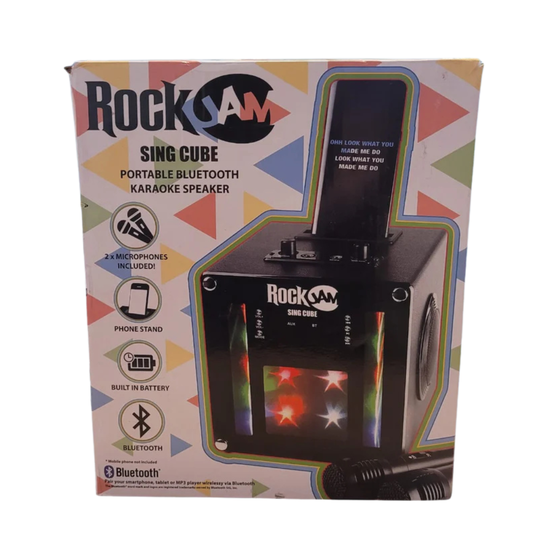 RockJam Singcube 5-Watt-Bluetooth-Karaoke-Maschine mit zwei Mikrofonen ( Retouren)