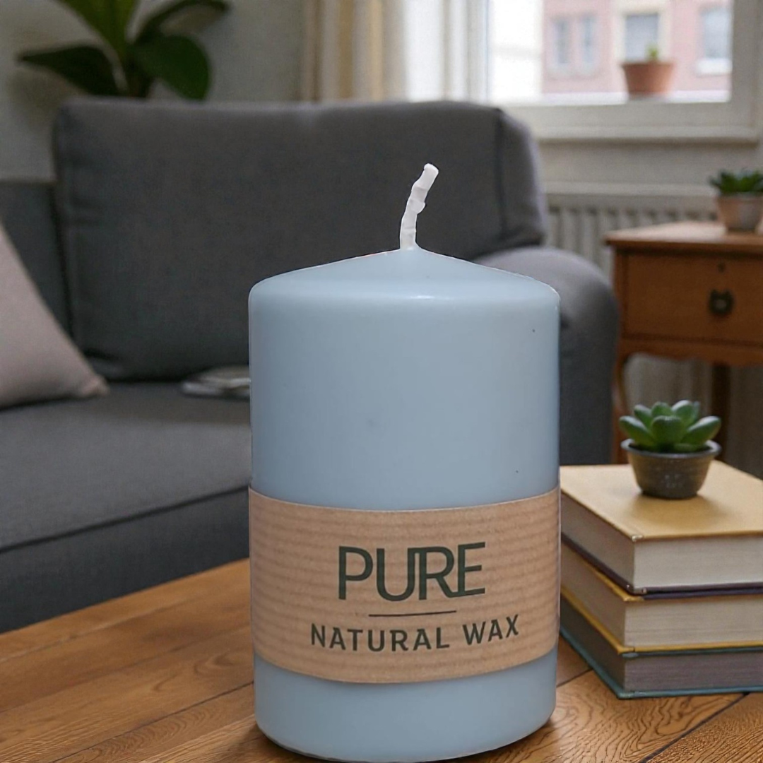 3er Set Pure nachhaltige Kerze 130x70 mm von Richard Wenzel Hellblau