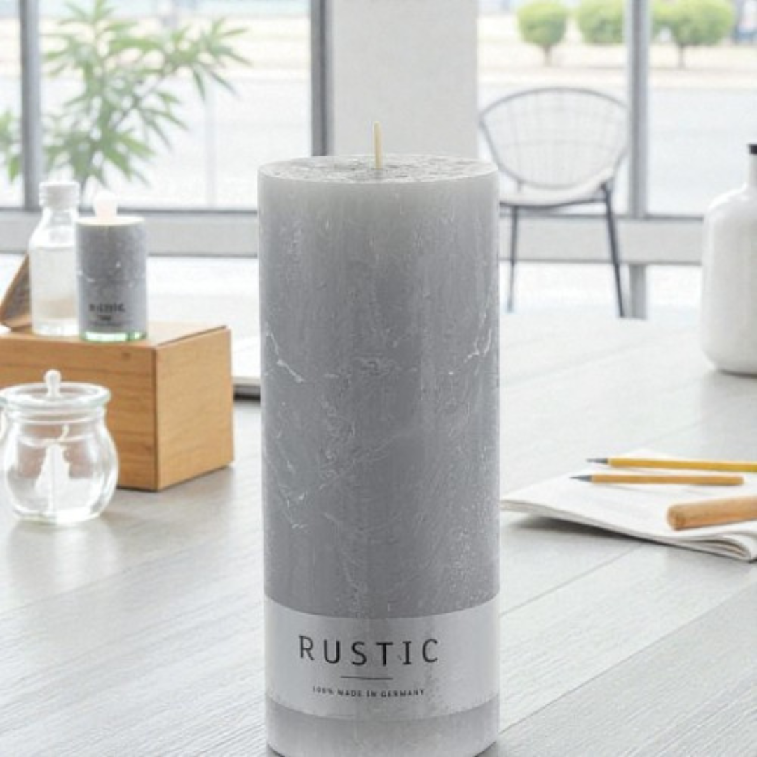 6er Set Candle Rustik Kerze 170x70 mm von Richard Wenzel Grau
