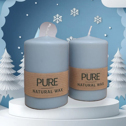 4 x Pure nachhaltige Kerze 90x60 mm von Richard Wenzel Eisblau
