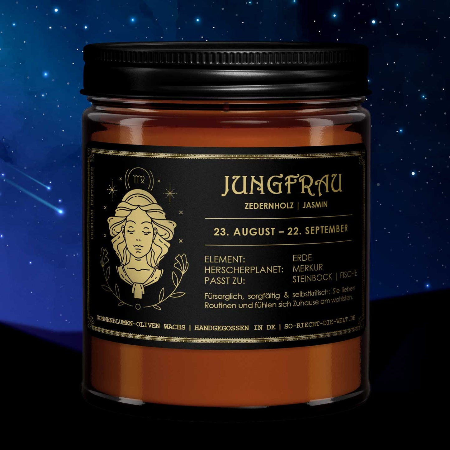 Jungfrau Sternzeichen Duftkerze - Zedernholz | Jasmin-0