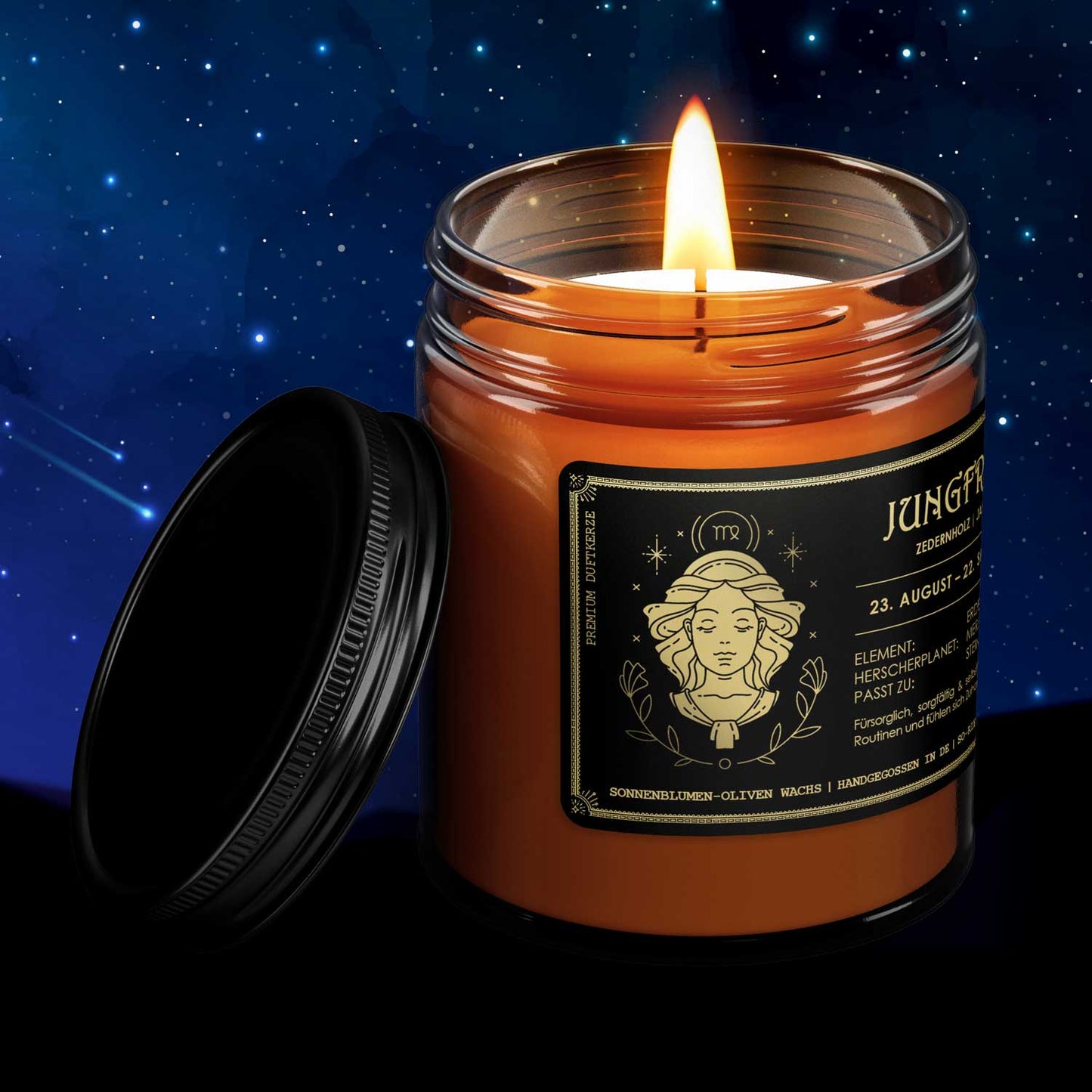 Jungfrau Sternzeichen Duftkerze - Zedernholz | Jasmin-2
