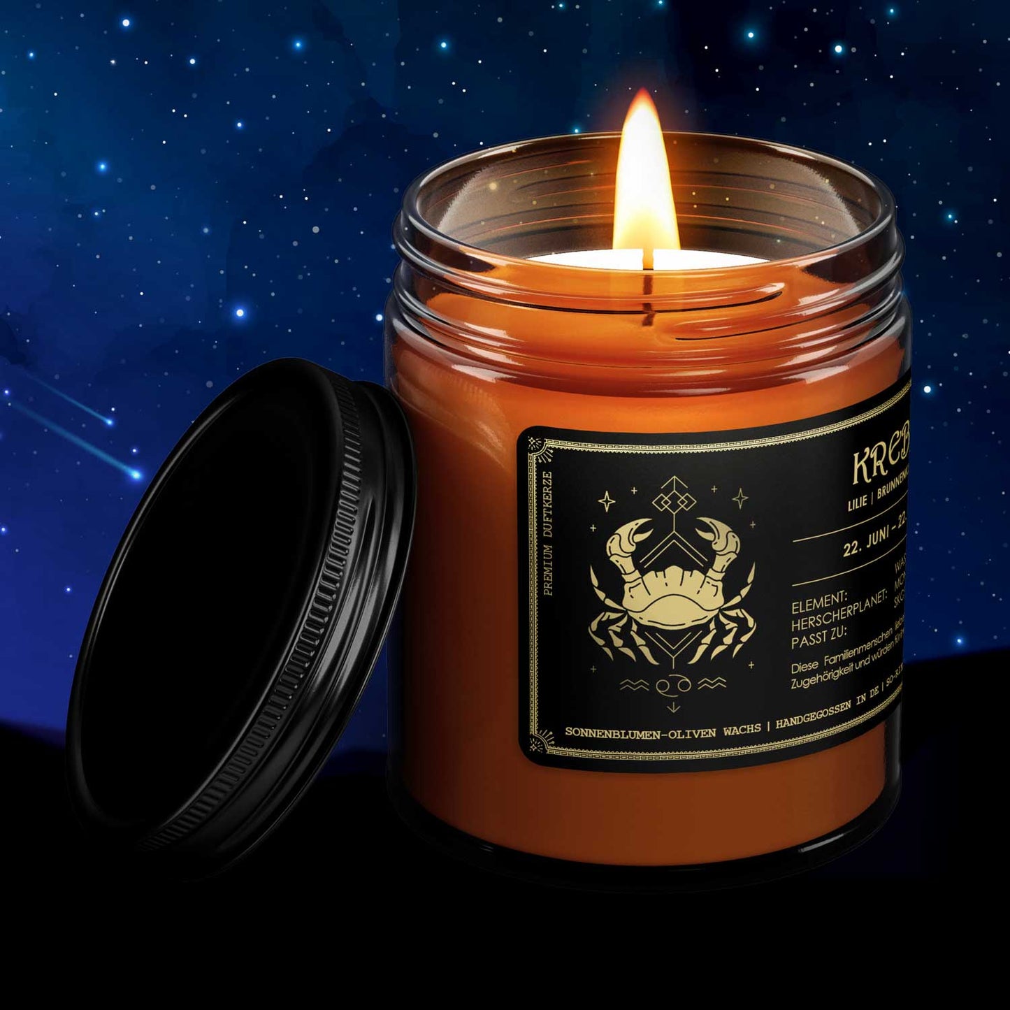 Krebs Sternzeichen Duftkerze - Lilie | Brunnenkresse-2