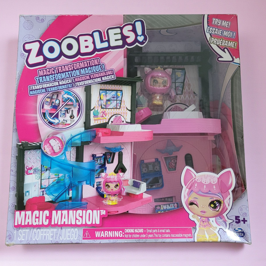 Spin Master Zoobles Magic Mansion Traumhaus zum Verwandeln mit 6 Zimmern, Rutsche und Zubehör