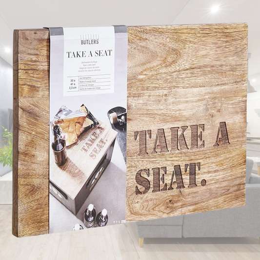 BUTLERS Bierkastensitz Sitzauflage aus Holz mobiler Hocker