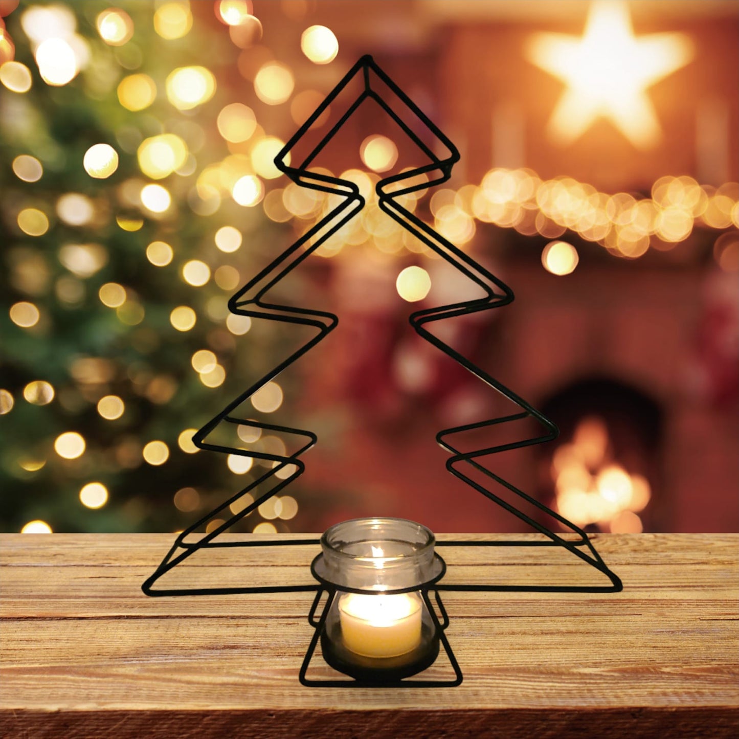 Light up Weihnachtsdeko Metalltannenbaum Teelichthalter Fensterdeko 39cm hoch