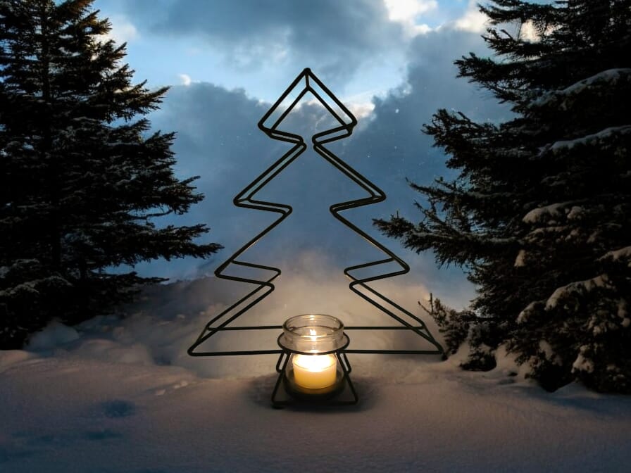 Light up Weihnachtsdeko Metalltannenbaum Teelichthalter Fensterdeko 39cm hoch