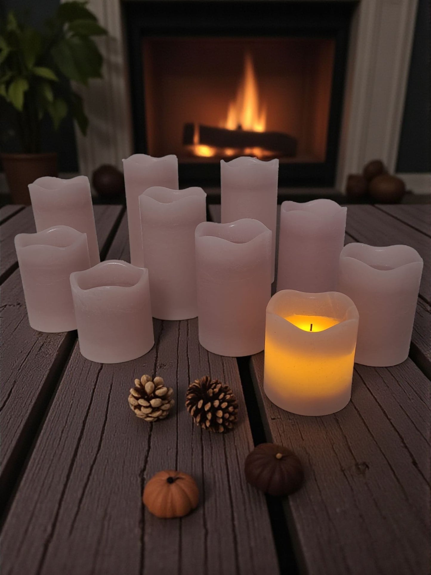 LED-Stumpenkerzen 10er Set Zartrosa – Echtwachs mit Fernbedienung