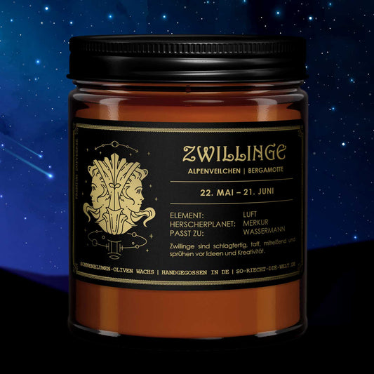 Zwillinge Sternzeichen Kerze - Alpenveilchen | Bergamotte-0